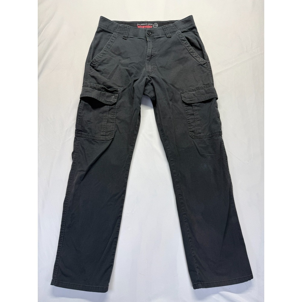 Wrangler All Terrain Gear Cargo Pants Men 32x31 Black Cotton Stretch Relaxed Fit